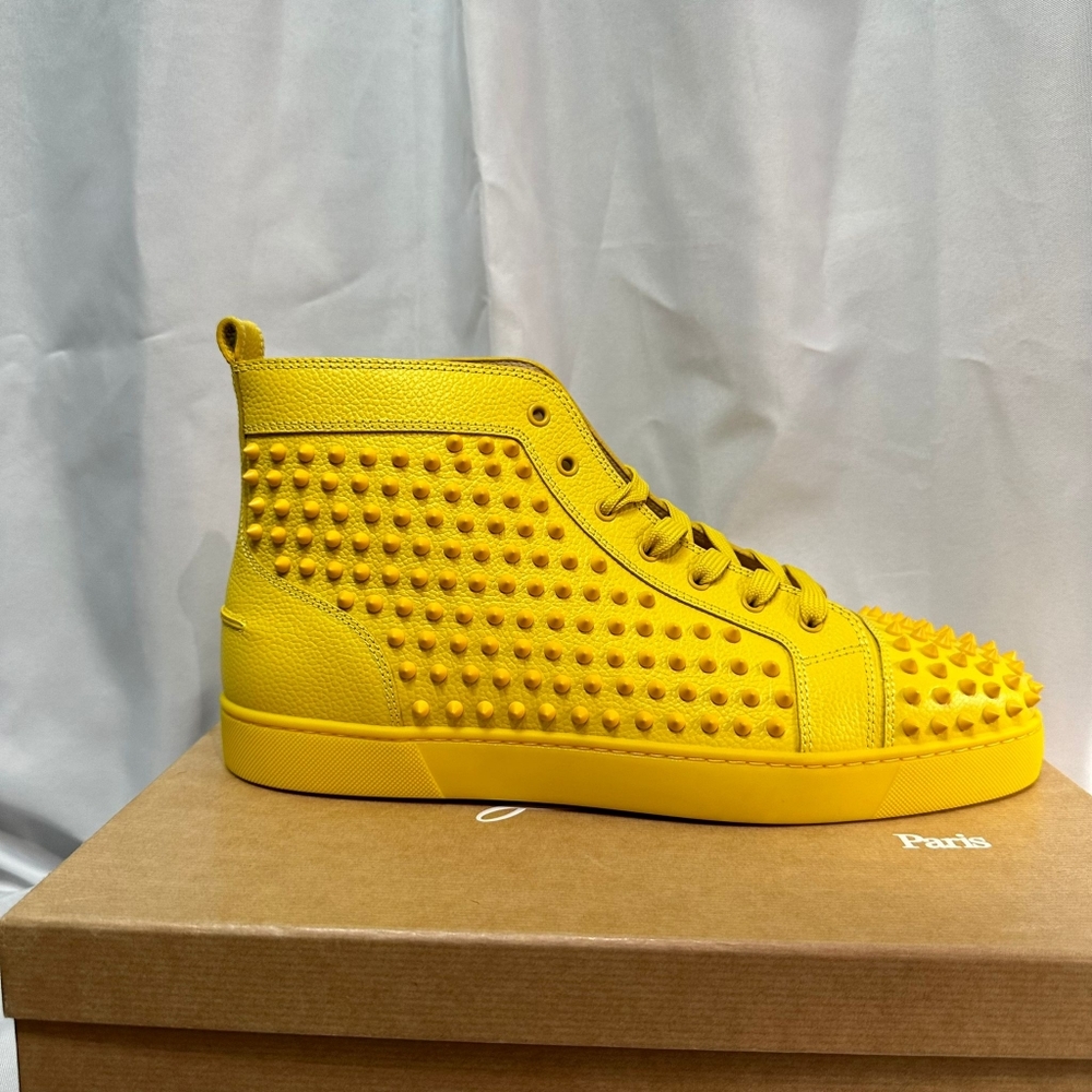 š„SOLDš„NWT CHRISTIAN LOUBOUTIN MEN'S LOUIS FLAT LEATHER SPIKE HIGH-TOP SNEAKERS - Picture 9 of 16